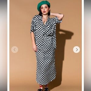 NWT Dressed in Lala Take Risks Checkerboard Satin Matching Skirt Set XL